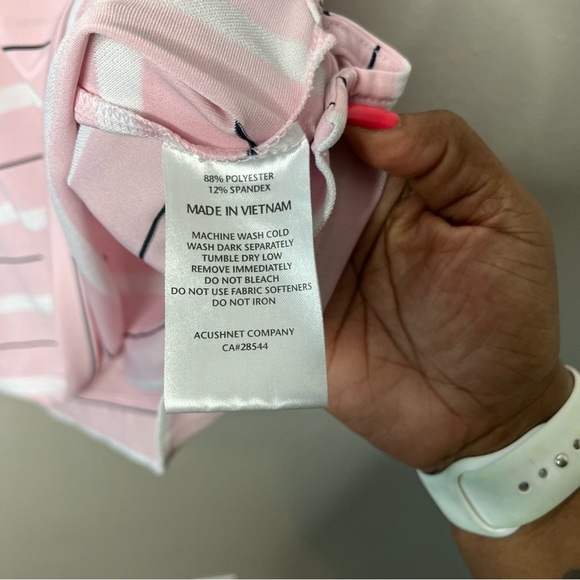 Footjoy Men Polo Shirt Large Pink Stripe Short‎ Sleeve Golf Performance Poly - Picture 6 of 11